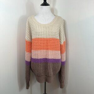 Lumiere Striped Sweater L🍊Orange Pink Purple Knit Pullover Cozy Soft Fall Winte